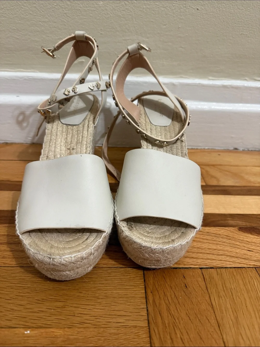 kate spade Cream Espadrille Wedge Sandals with Ankle Strap